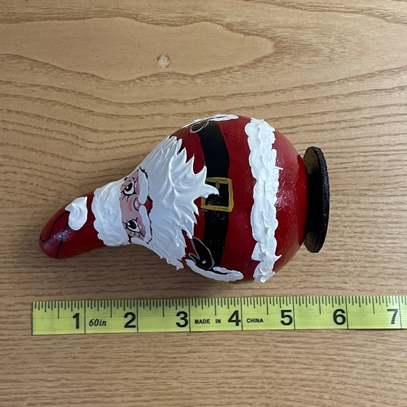 Santa Claus Gourd 6" Standing Hand Painted Christmas Red & White Textured Cute! - Picture 7 of 8